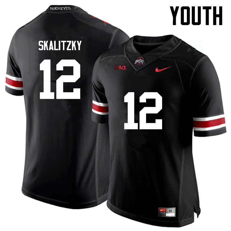 Youth Ohio State Buckeyes #12 Brendan Skalitzky College Football Jerseys Game-Black